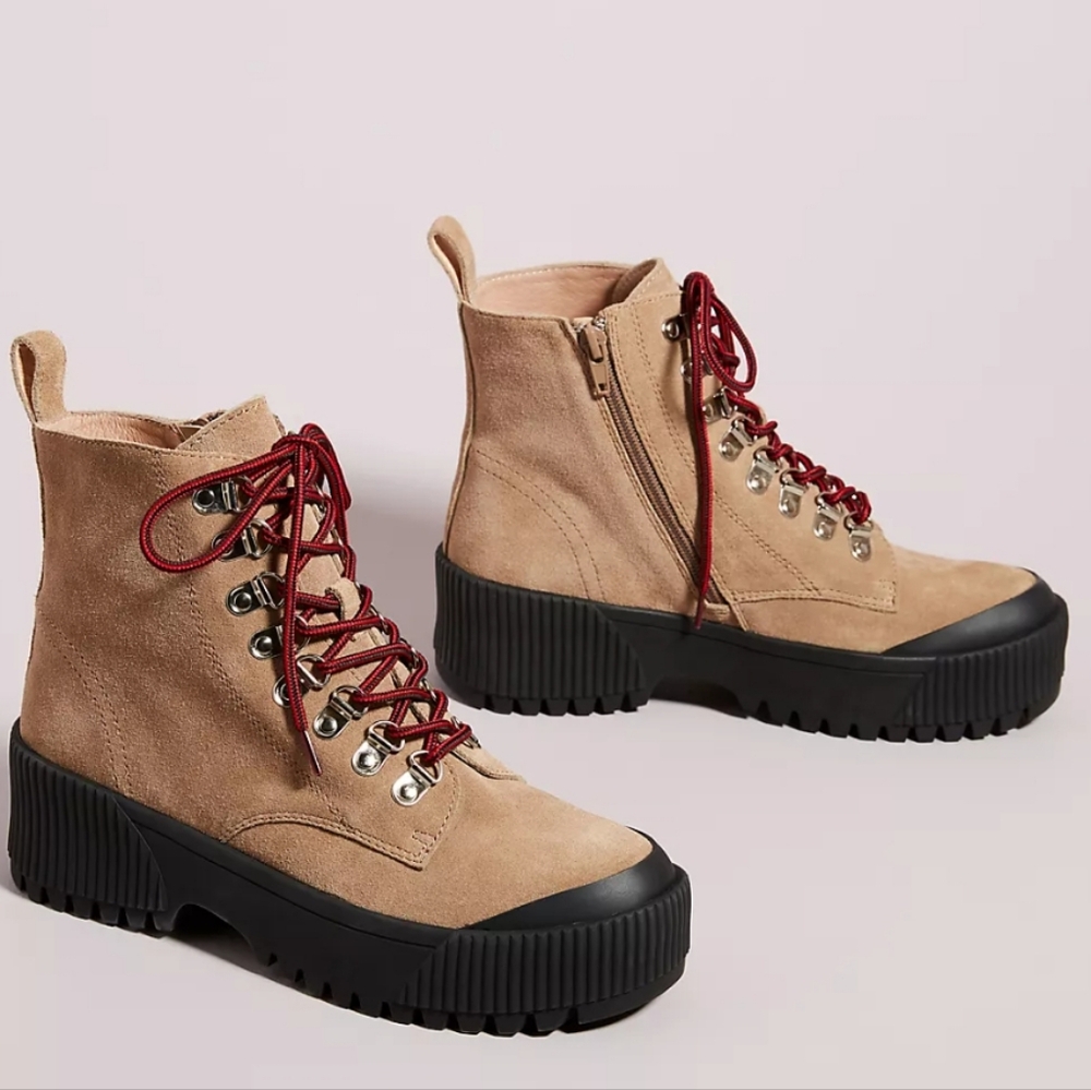 Jeffeey Campbell Finches Hiking Boots - Dark Beige Suede - Picture 2 of 13